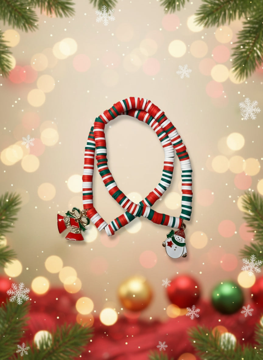 Christmas Clay Charm Bracelets – Handmade Holiday Bracelet Set
