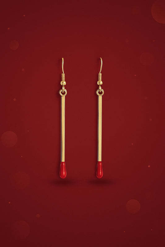 Vintage Matches Earrings – Retro Matchstick Dangle Jewelry
