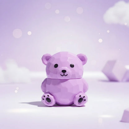 Bear Magic Lip Balm in a cute purple bear shape, a color changing lip gloss that adapts to you.
