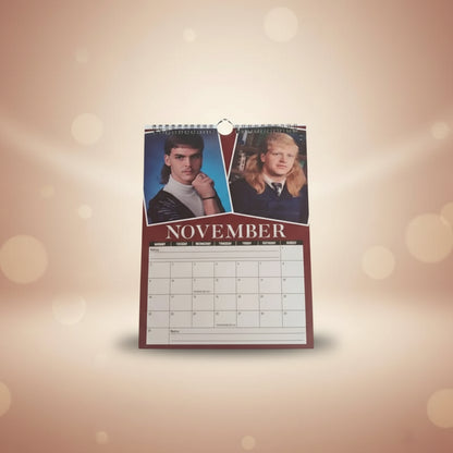 World's Greatest Mullets Calendar page for November featuring iconic mullet hairstyles.