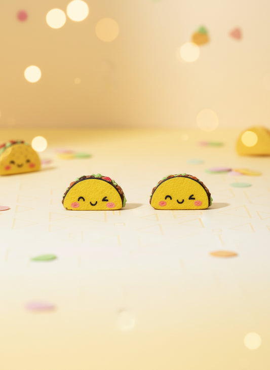 kawaii taco wood earrings