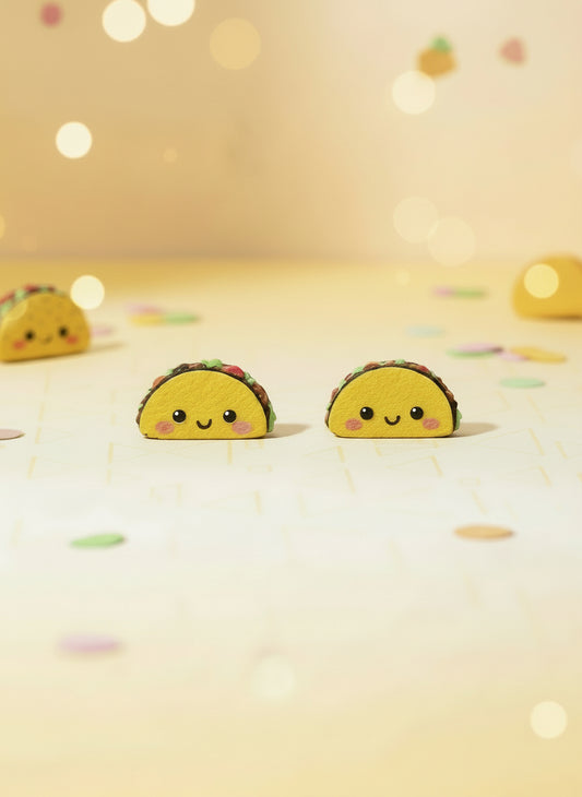 taco shape wood earrings