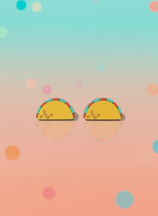 taco wood earrings