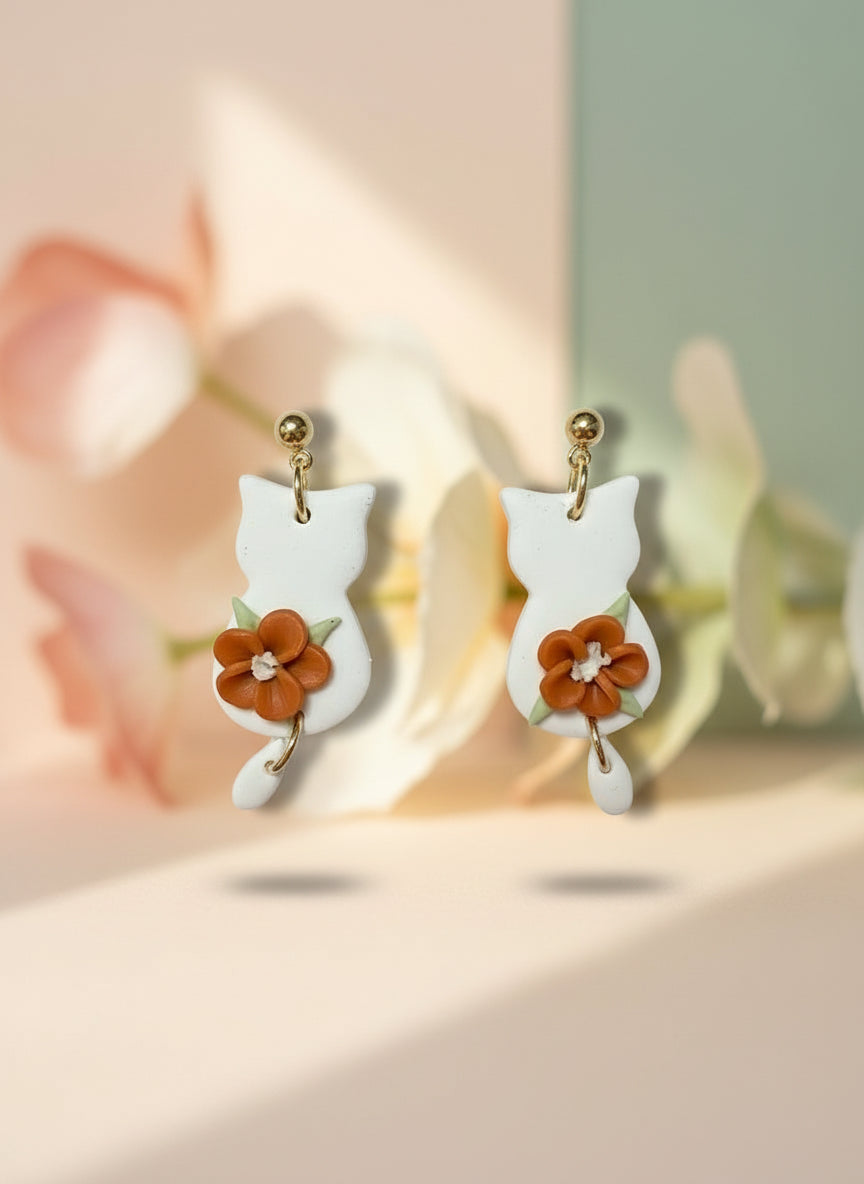 polymer clay cat earrings