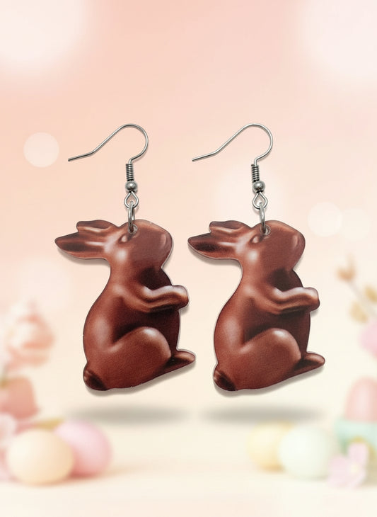 chocolate rabbit earrings