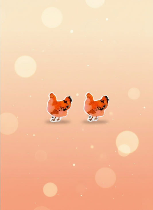 Chicken Stud Earrings – Colorful Farmhouse Style Chicken Lover Jewelry