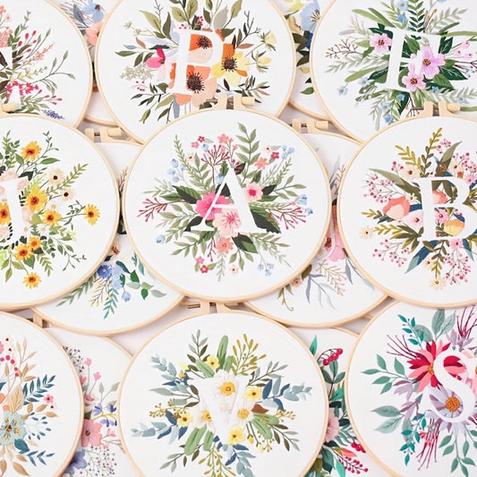 DIY Floral Letter Embroidery Kit – Handmade Alphabet Stitching Kit by Craft-N-Crumble