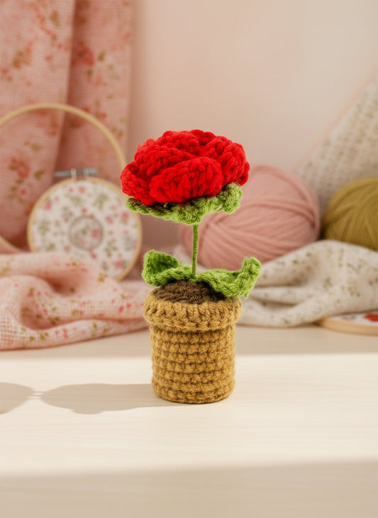 Emotional Support Rose Potted Plant by Craft-N-Crumble in a charming crochet design with bright colors.