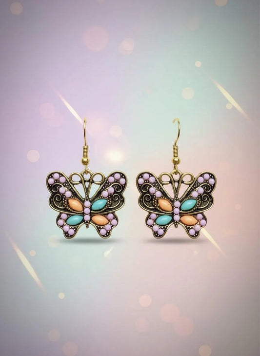 Vintage Butterfly Earrings – Retro Butterfly Dangle Jewelry Gift