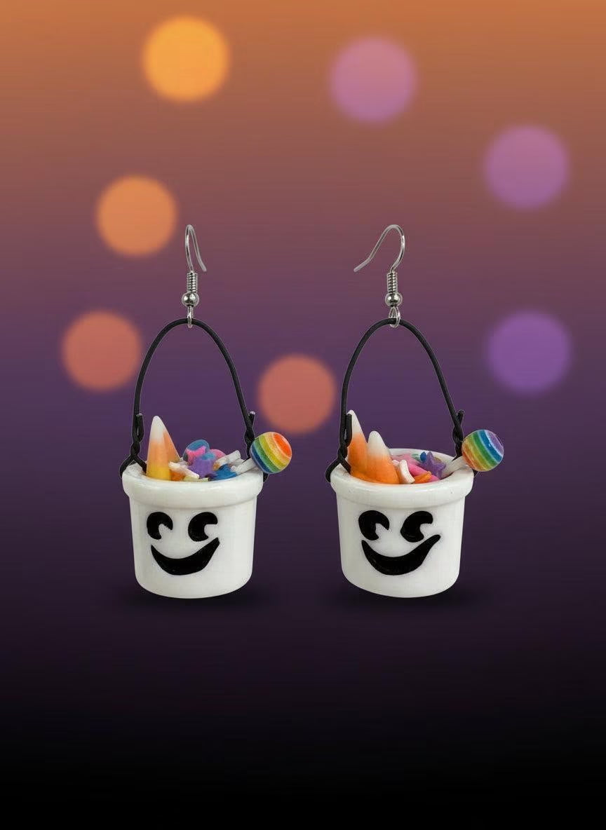 Boo Buckets Earrings – Halloween Candy Bucket Dangle Jewelry
