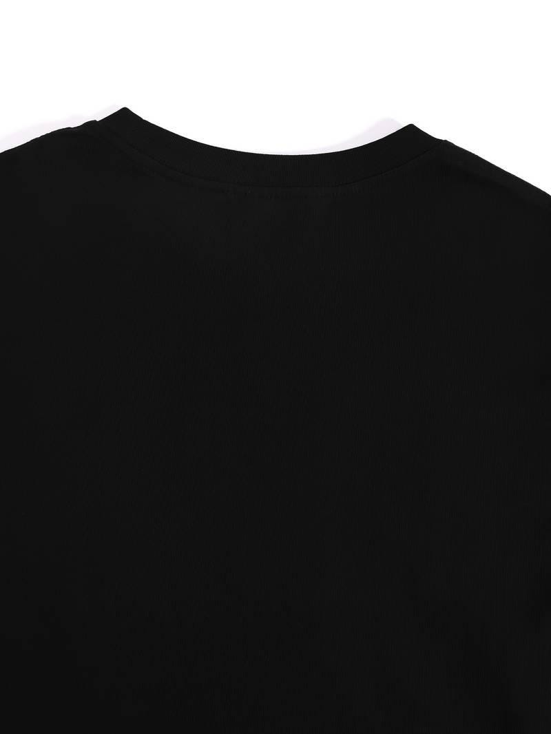 Back view of the 67 number six seven meme t-shirt in solid black fabric.