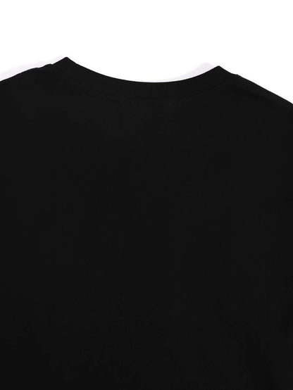 Back view of the 67 number six seven meme t-shirt in solid black fabric.