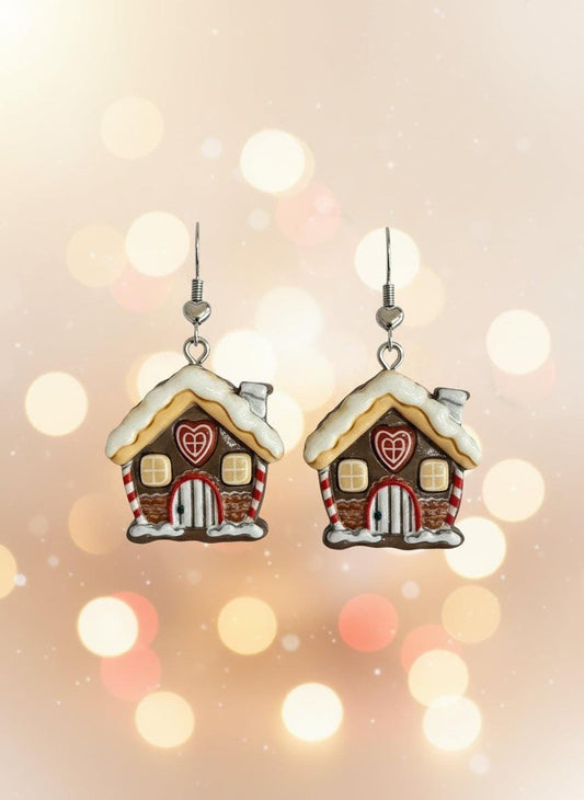 ginger bread house earrings