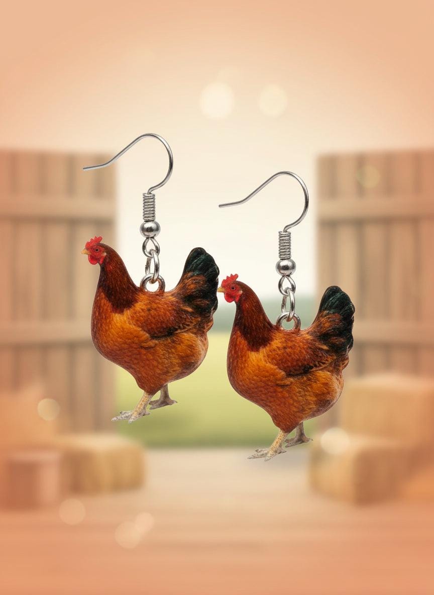 chicken earrings