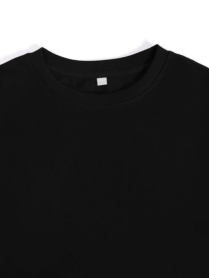 67 number six seven meme t-shirt black fabric close-up with round neckline