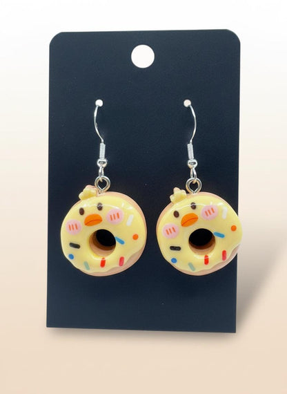 Cute Animal Donut Earrings featuring adorable donut designs with colorful sprinkles and cute animal faces.
