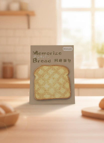 Notebook with a bread design on the cover against a white background
